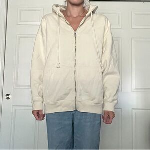 Brandy Melville Cream L/XL Christy Zip-Up